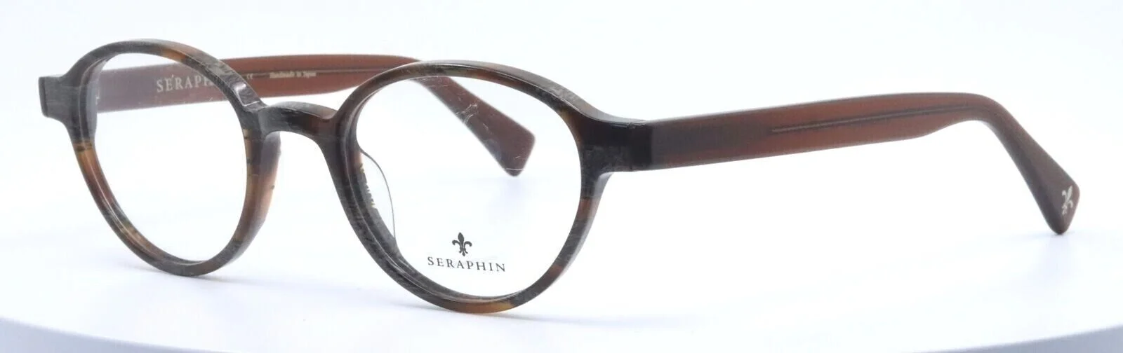Seraphin ROLLINS 8118 Brown Birch Round Pantos Unisex Eyeglasses 47-21-140 JAPAN