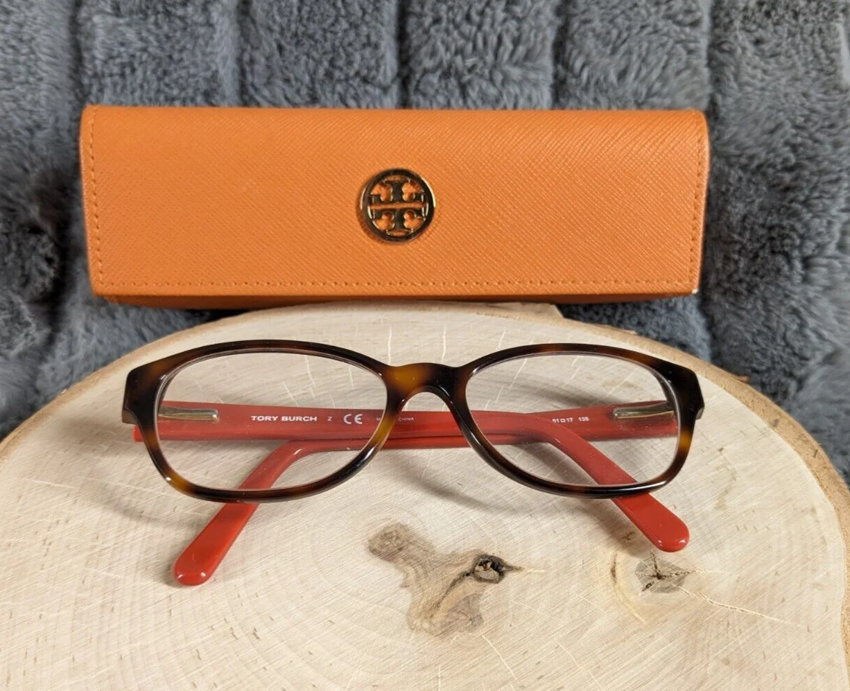 Tory Birch Small Optical Frame Eyeglasses Tortoise Orange With Case